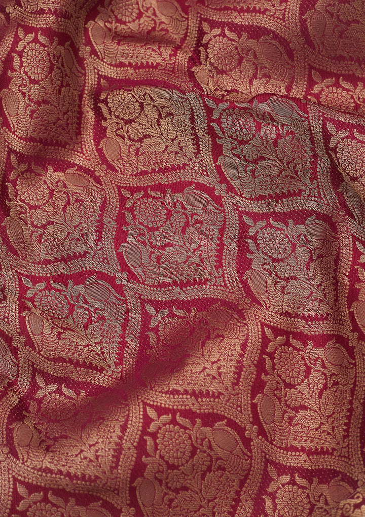 Maroon Zariwork Pure Silk Saree