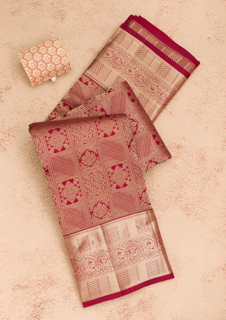 Maroon Zariwork Pure Silk Saree