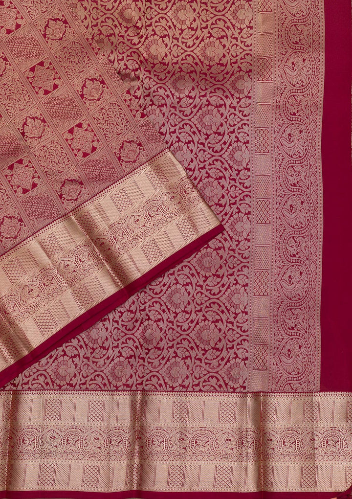 Maroon Zariwork Pure Silk Saree