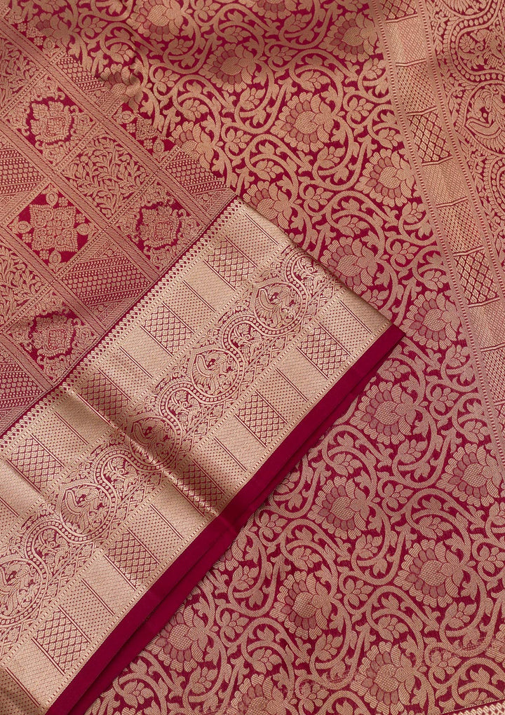 Maroon Zariwork Pure Silk Saree