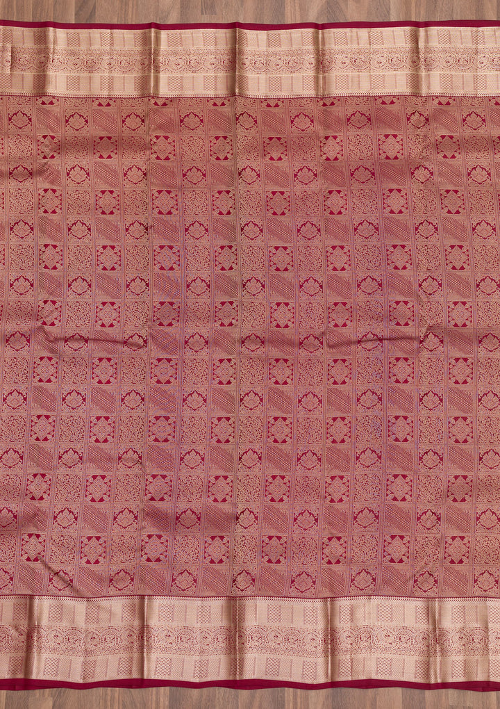Maroon Zariwork Pure Silk Saree