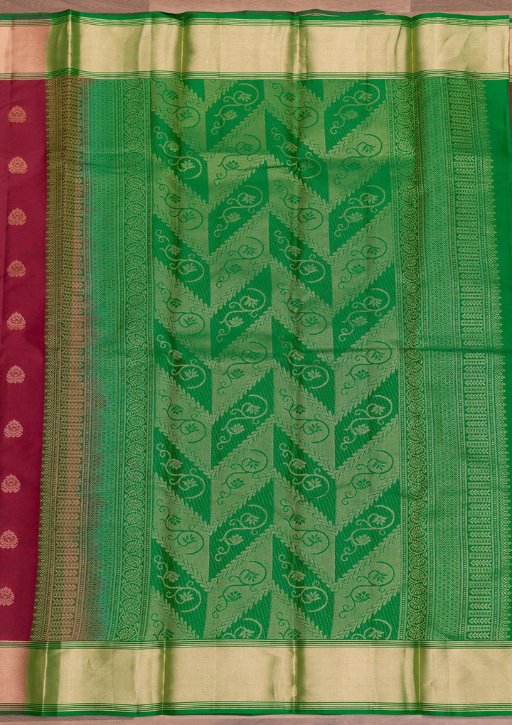 Maroon Zariwork Pure Silk Saree-Koskii