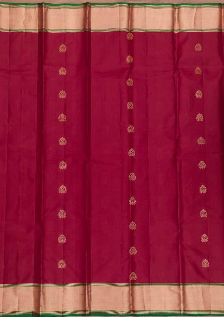 Maroon Zariwork Pure Silk Saree-Koskii