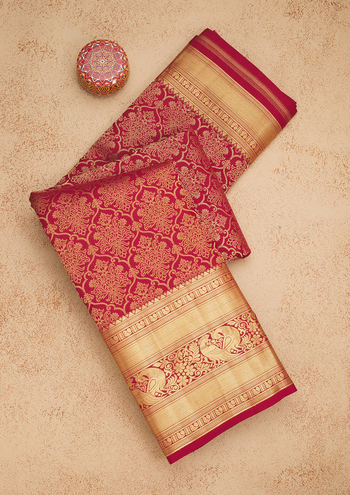 Maroon Zariwork Pure Silk Saree