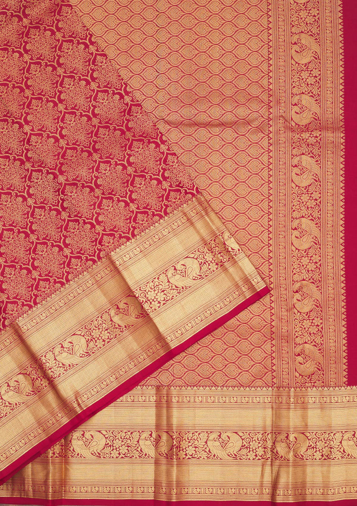 Maroon Zariwork Pure Silk Saree
