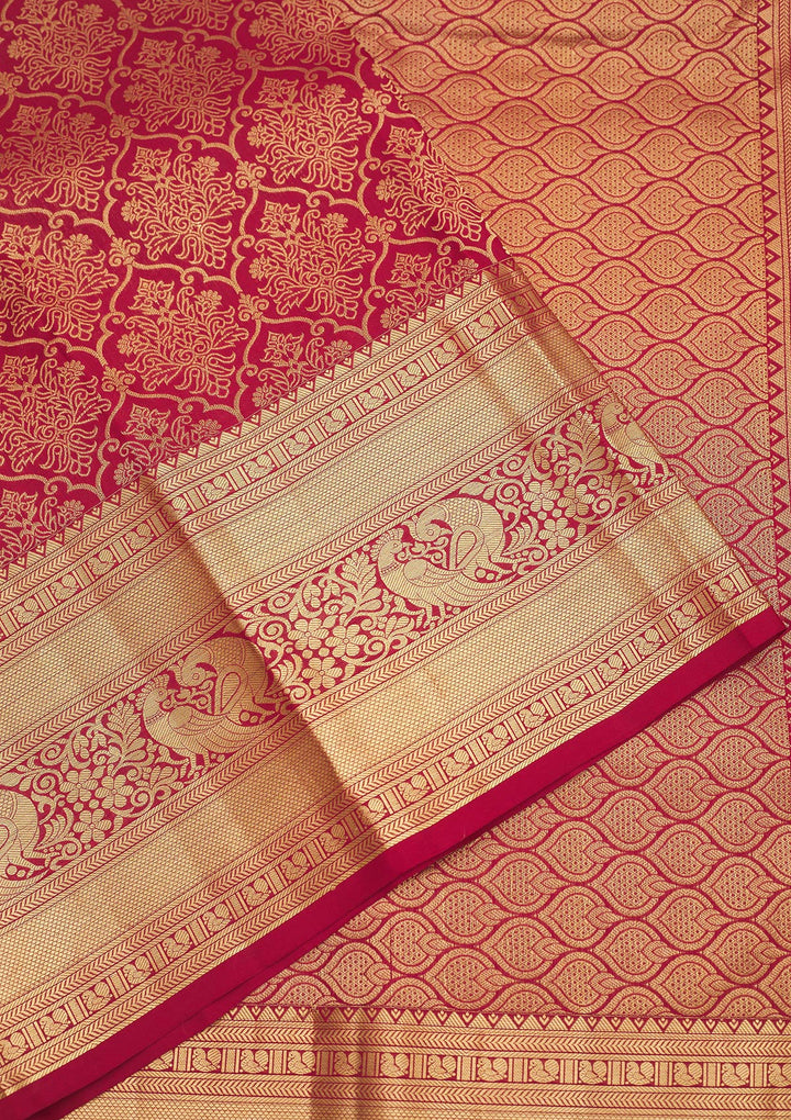 Maroon Zariwork Pure Silk Saree