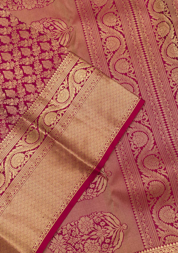 Maroon Zariwork Pure Silk Saree