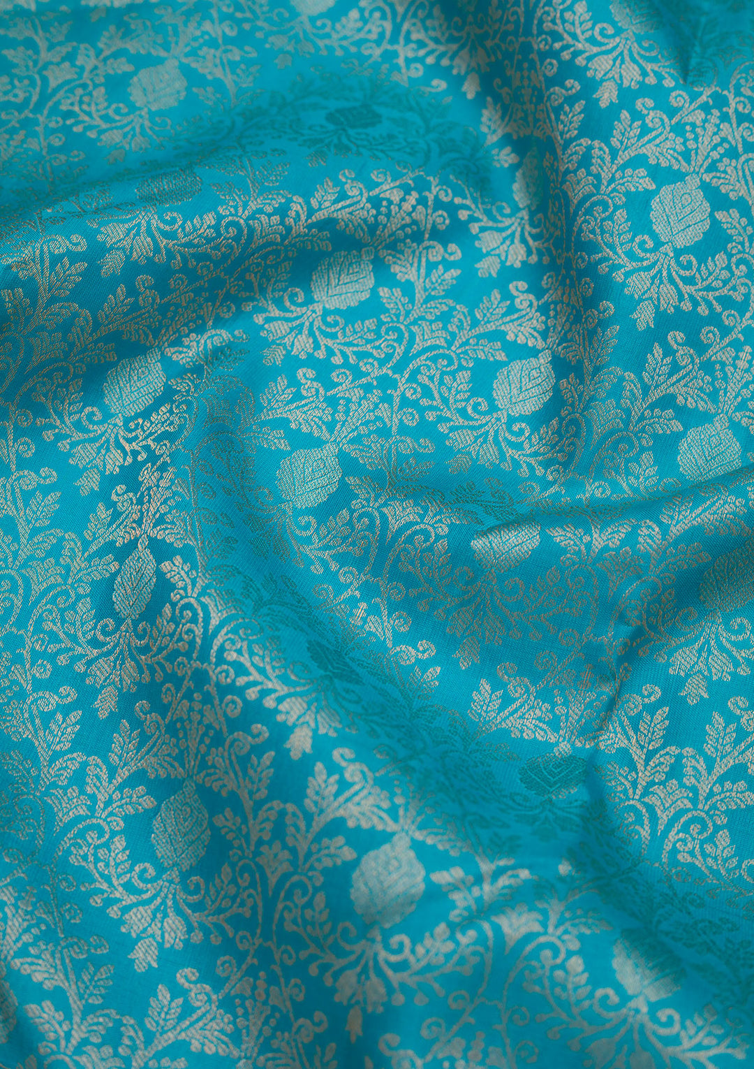 Turquoise Blue Zariwork Pure Silk Saree