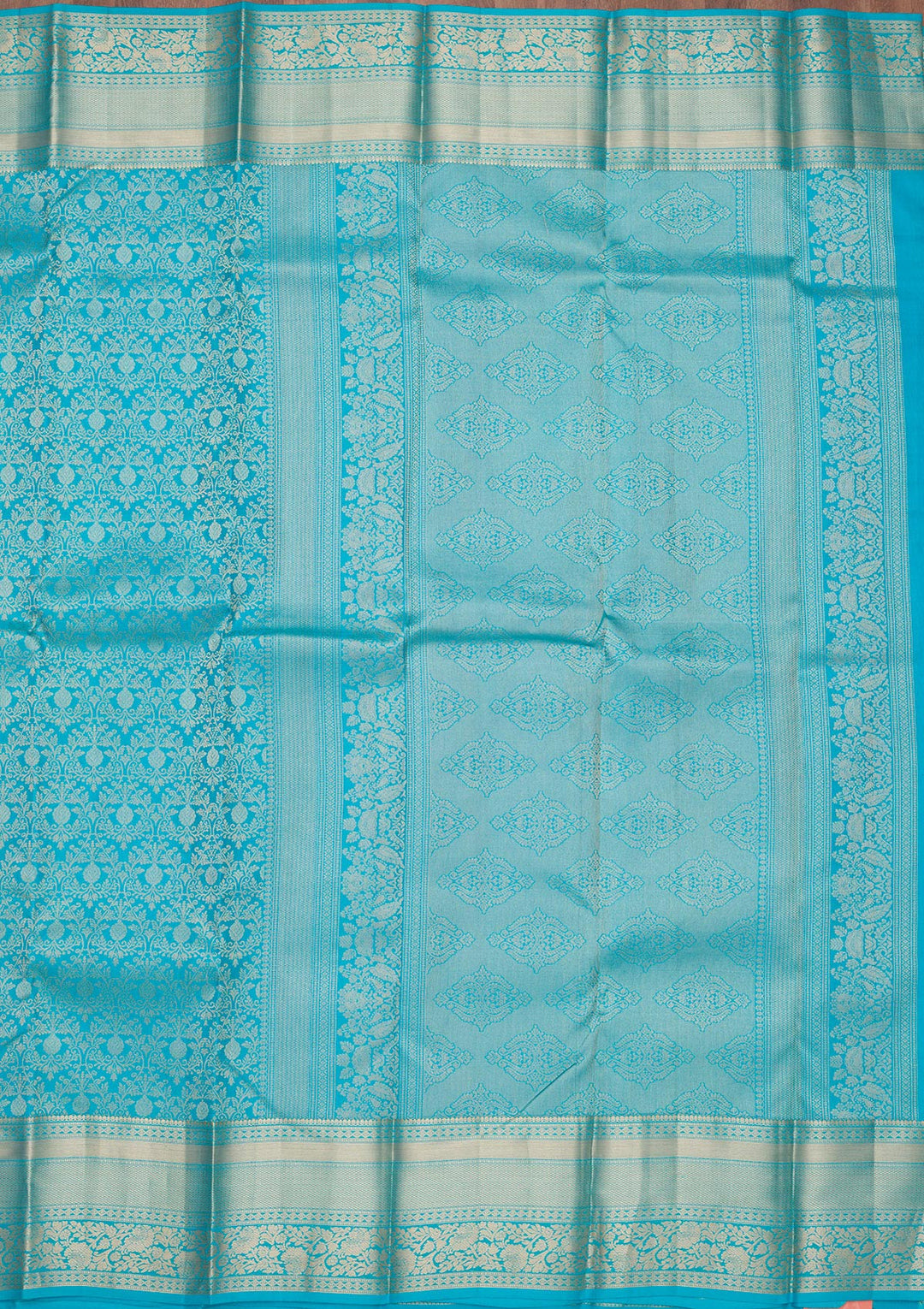 Turquoise Blue Zariwork Pure Silk Saree