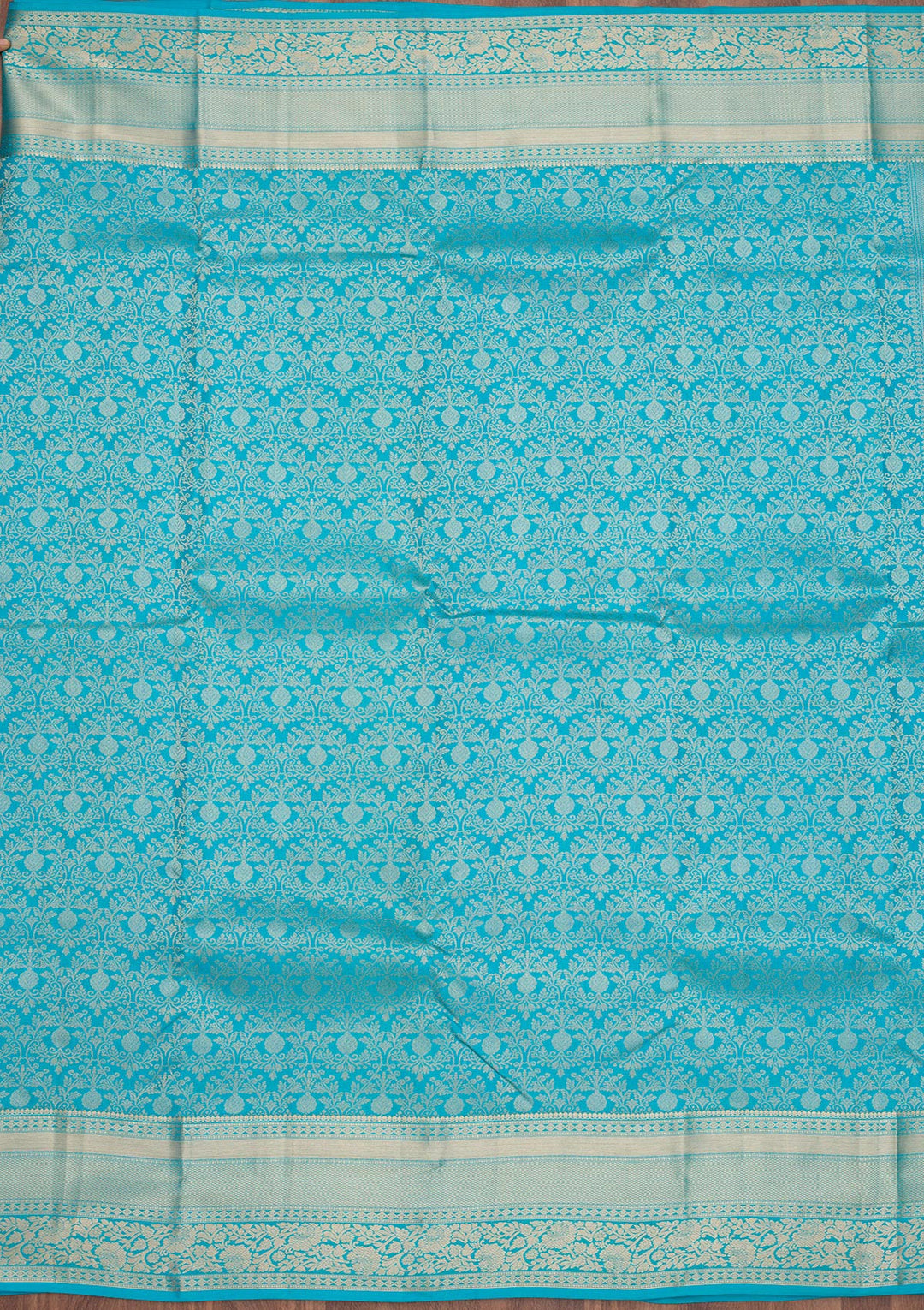 Turquoise Blue Zariwork Pure Silk Saree