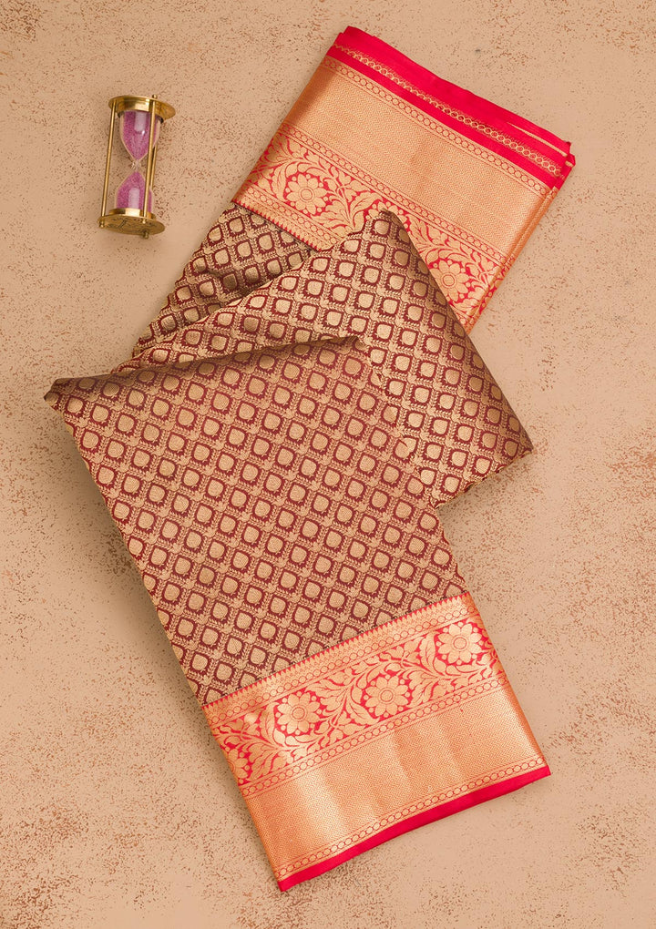 Maroon Zariwork Pure Silk Saree