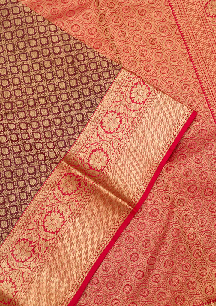 Maroon Zariwork Pure Silk Saree
