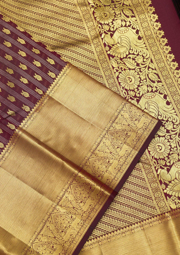 Maroon Zariwork Pure Silk Saree