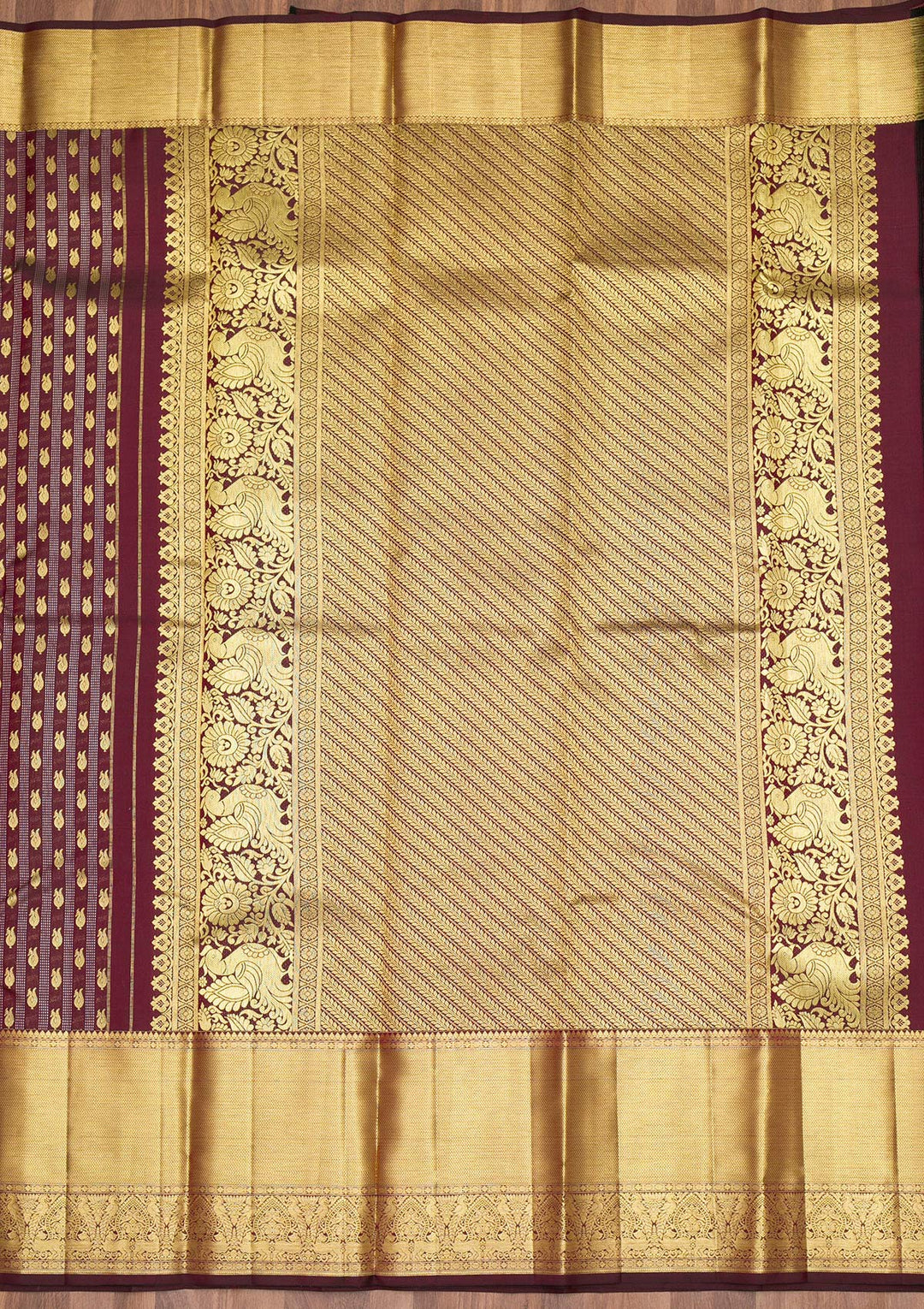 Maroon Zariwork Pure Silk Saree