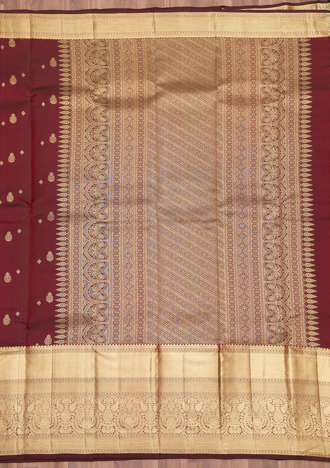 Maroon Zariwork Pure Silk Saree