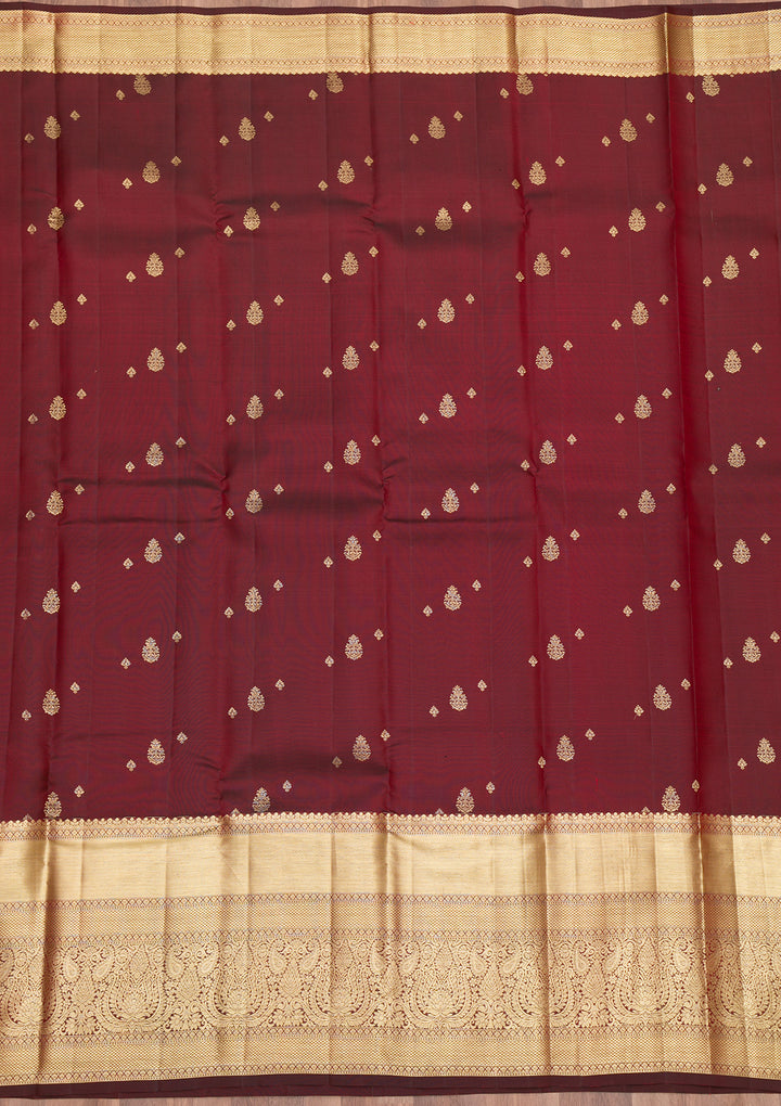 Maroon Zariwork Pure Silk Saree