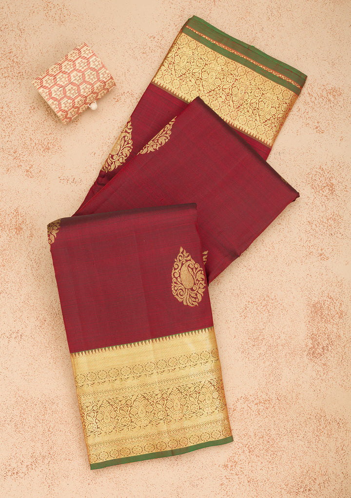 Maroon Zariwork Pure Silk Saree
