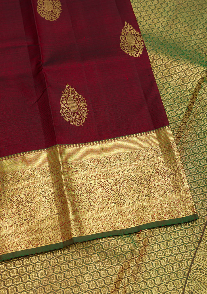 Maroon Zariwork Pure Silk Saree