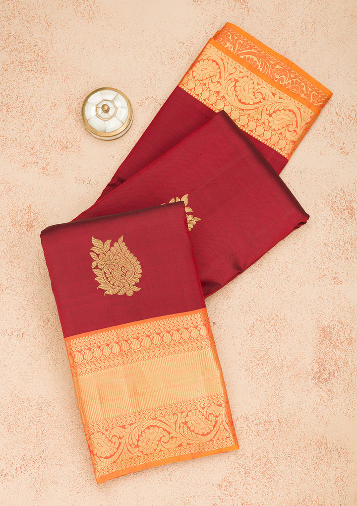 Maroon Zariwork Pure Silk Saree