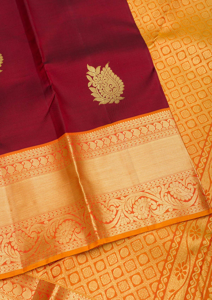 Maroon Zariwork Pure Silk Saree