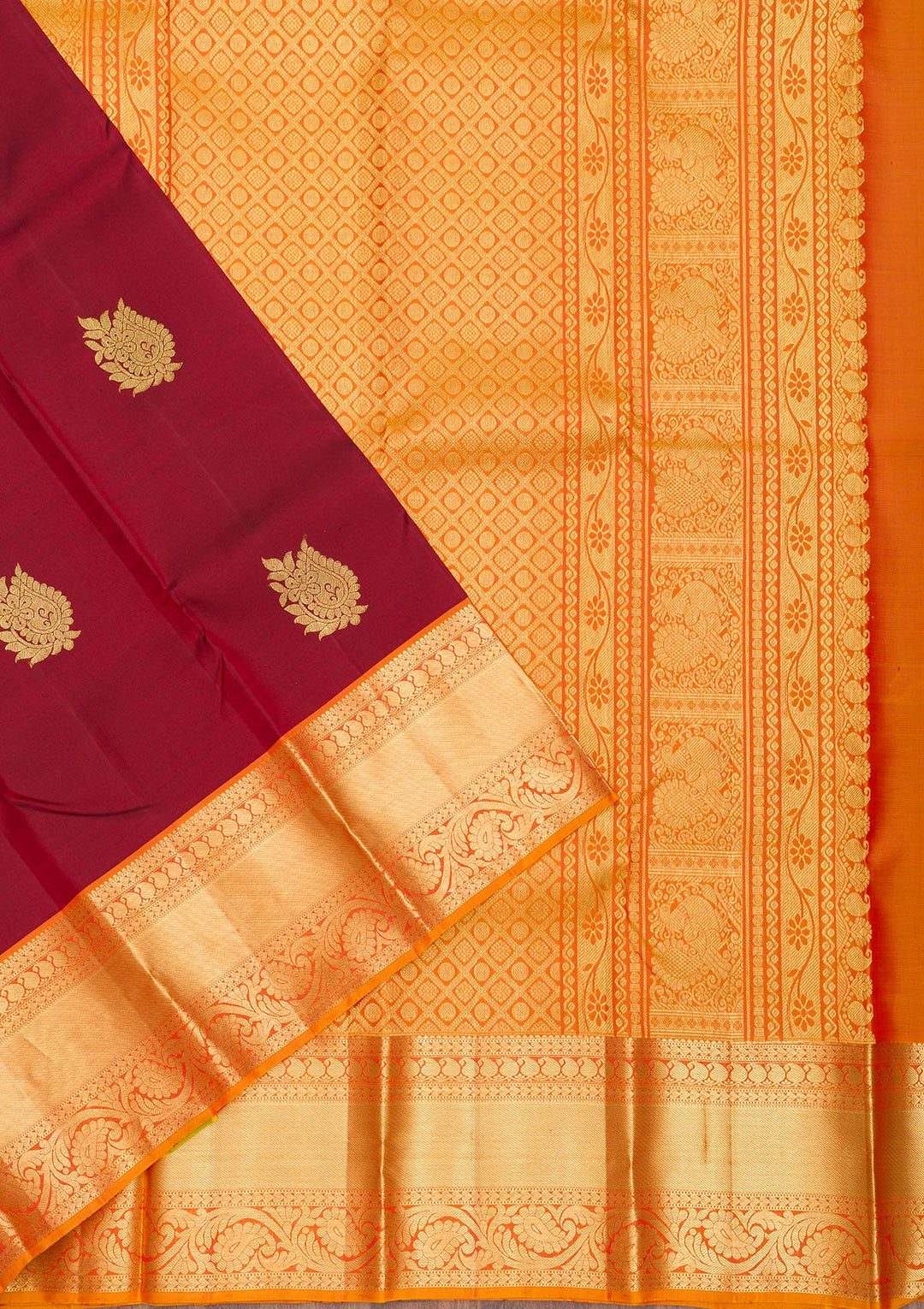 Maroon Zariwork Pure Silk Saree