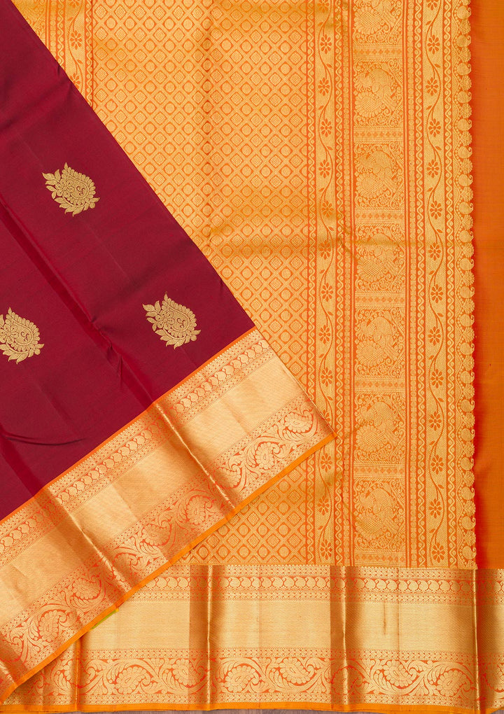 Maroon Zariwork Pure Silk Saree
