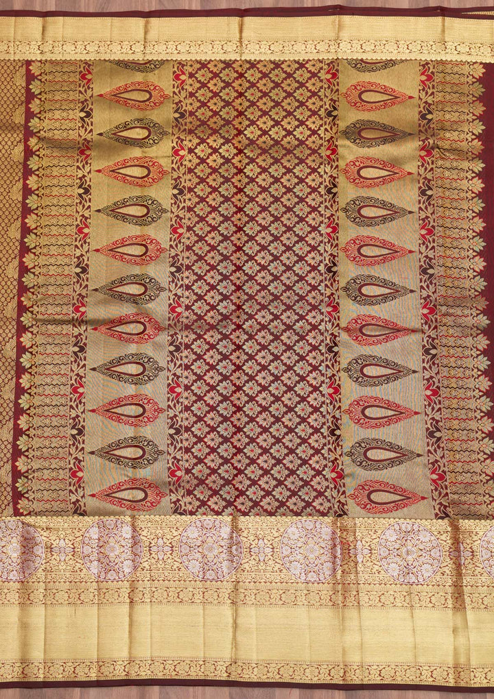 Maroon Zariwork Pure Silk Saree