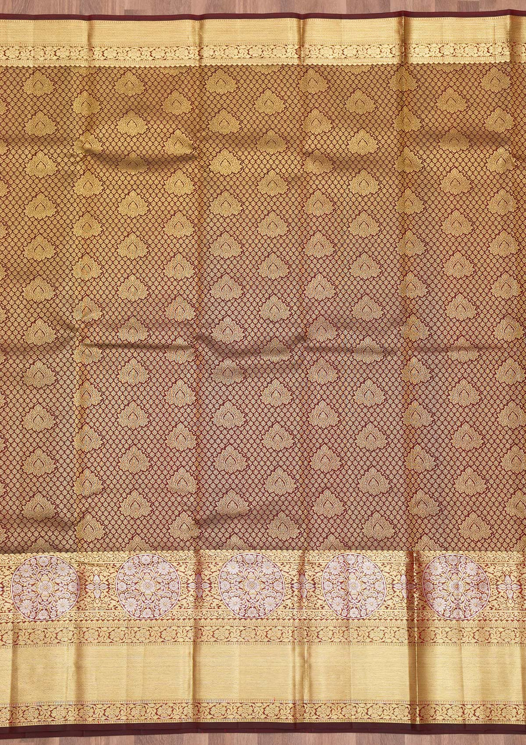 Maroon Zariwork Pure Silk Saree