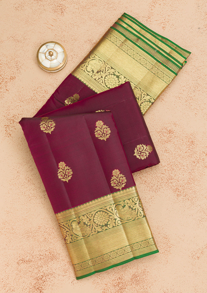 Maroon Zariwork Pure Silk Saree