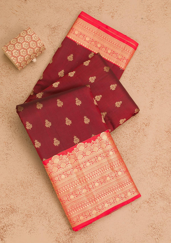 Maroon Zariwork Pure Silk Saree