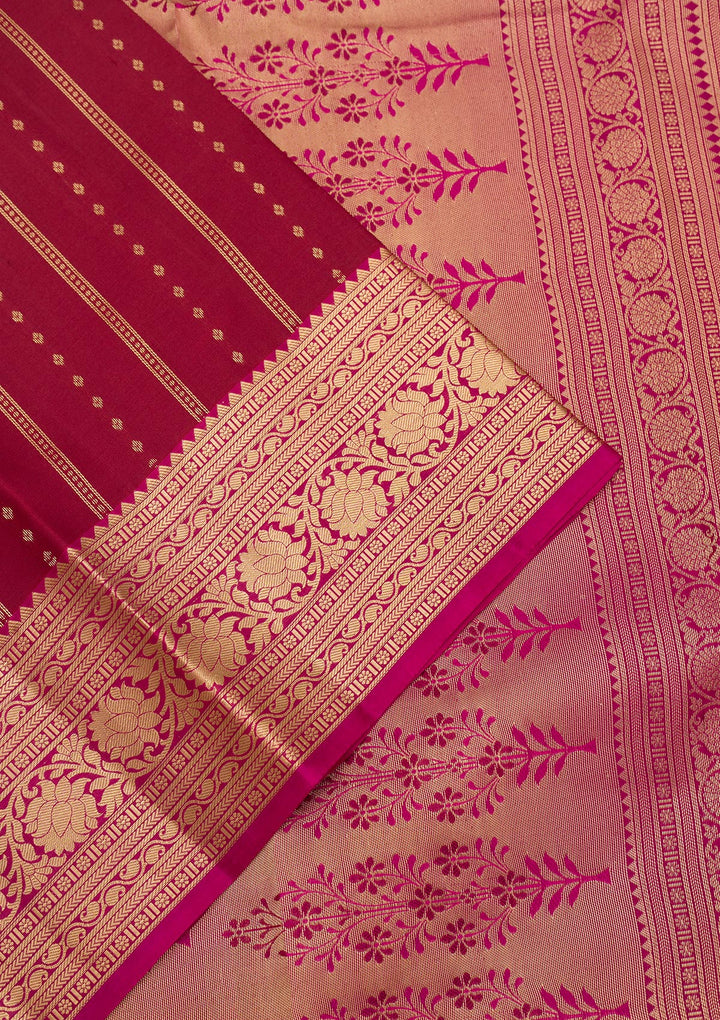 Maroon Zariwork Pure Silk Saree