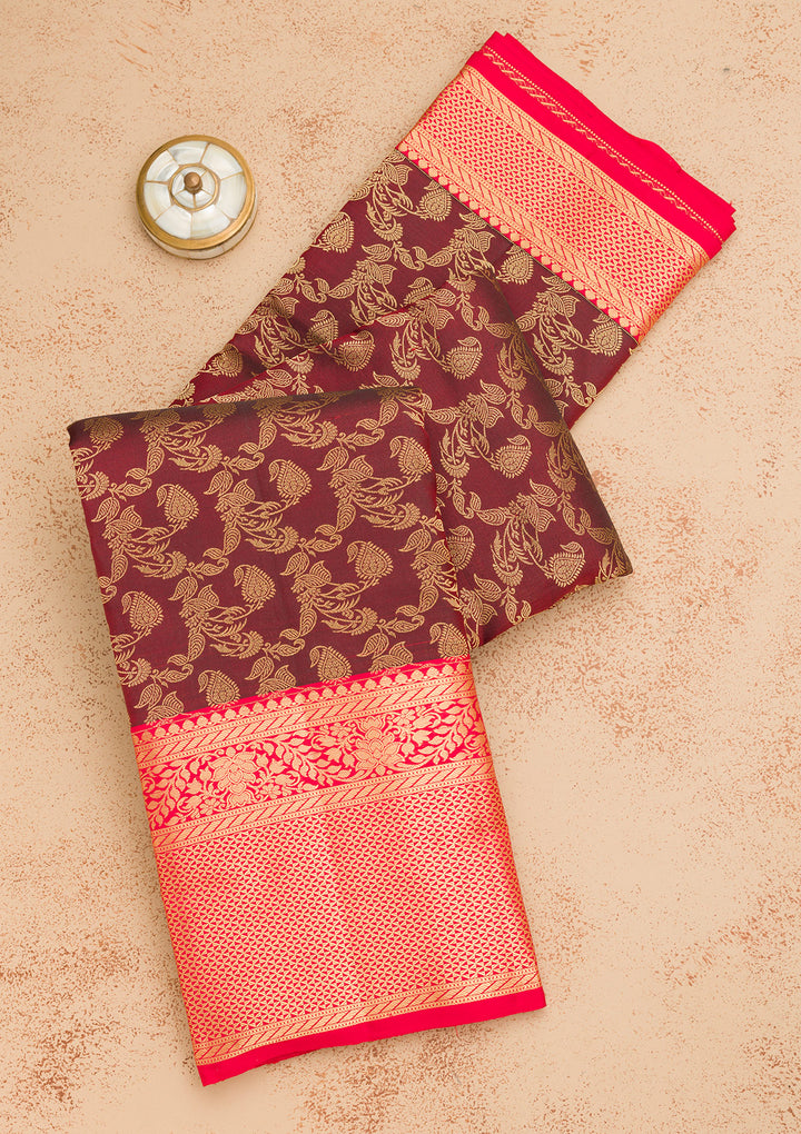 Maroon Zariwork Pure Silk Saree