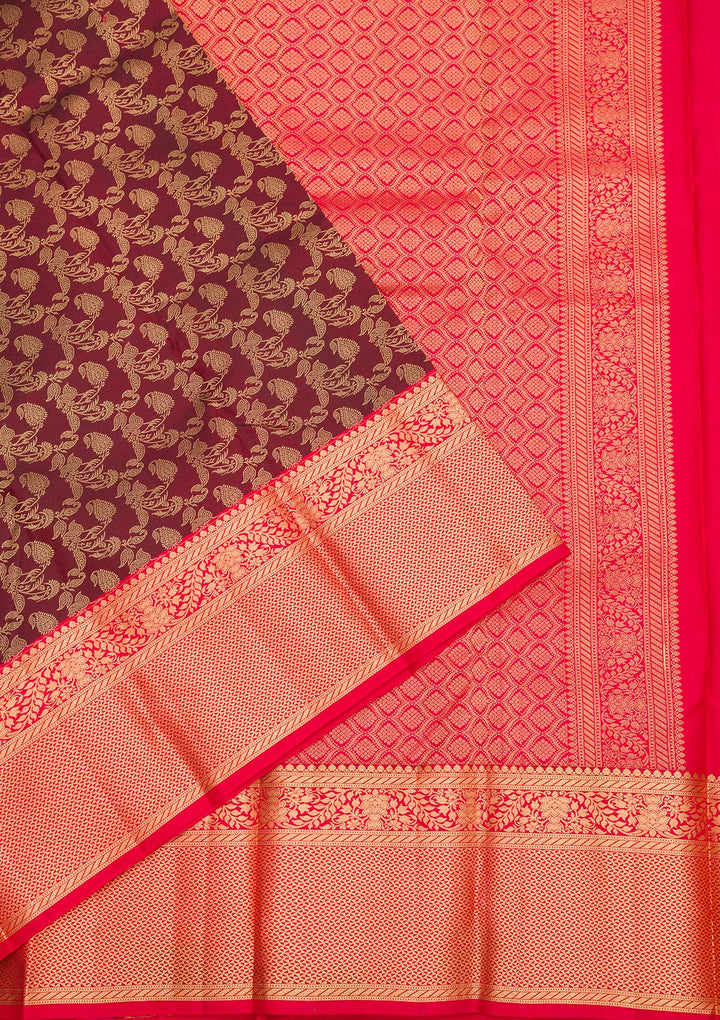 Maroon Zariwork Pure Silk Saree