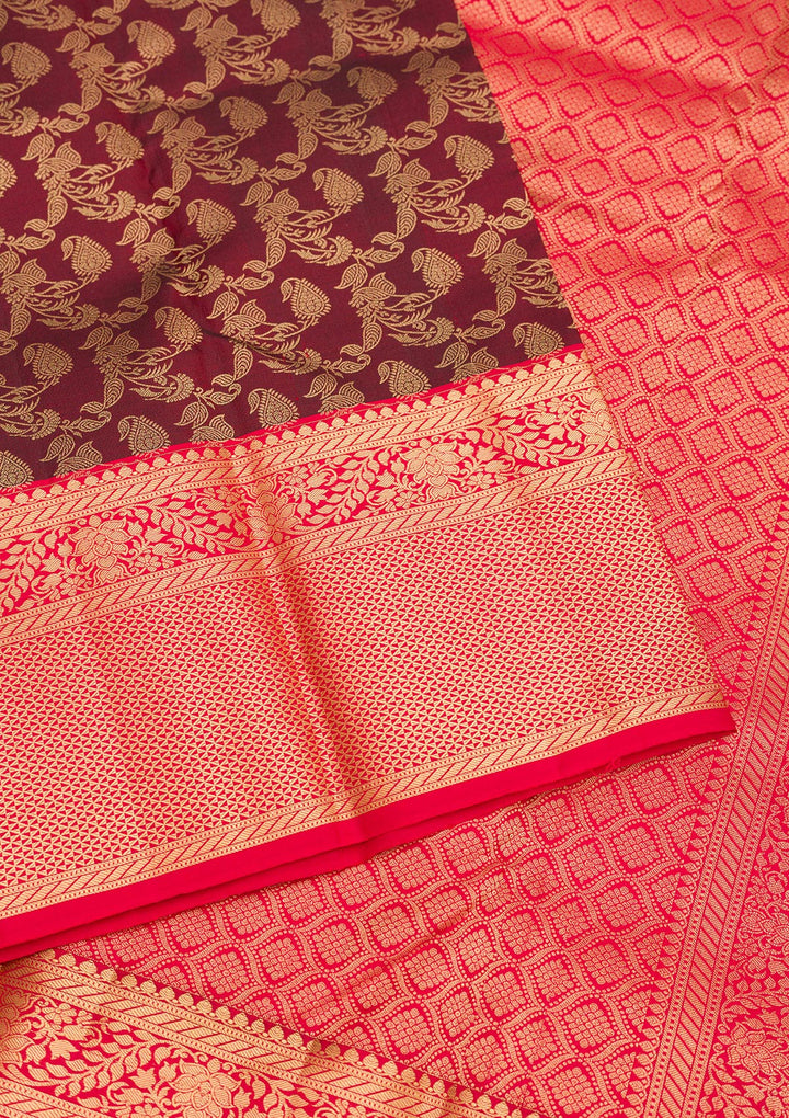 Maroon Zariwork Pure Silk Saree