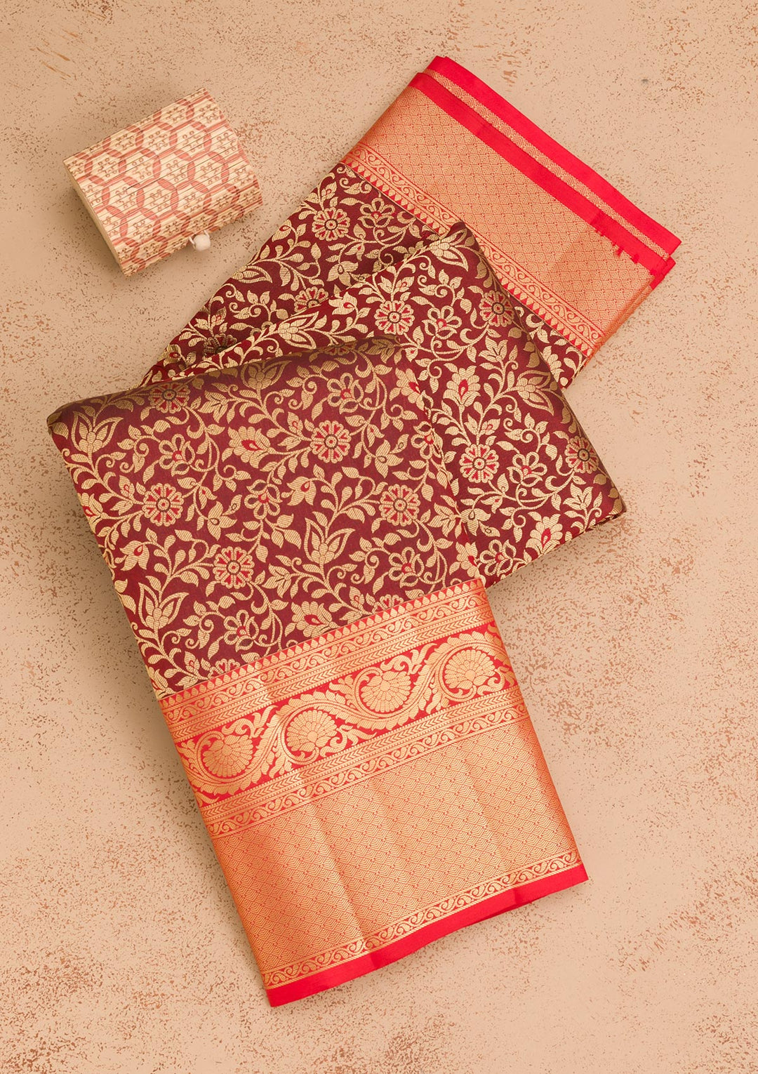 Maroon Zariwork Pure Silk Saree