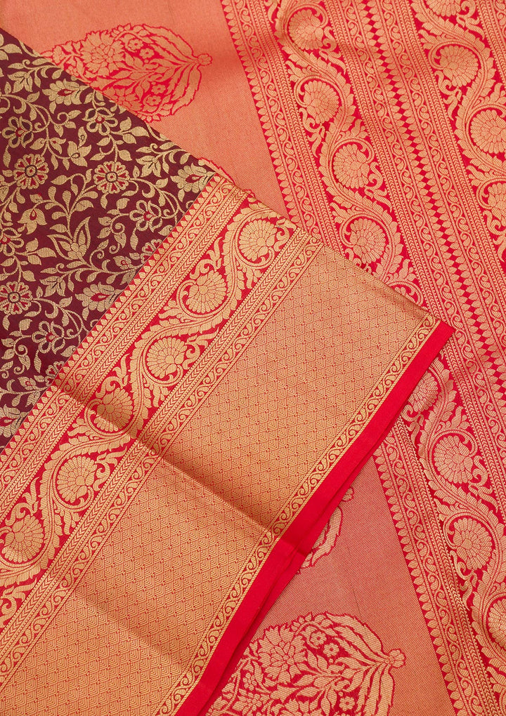 Maroon Zariwork Pure Silk Saree