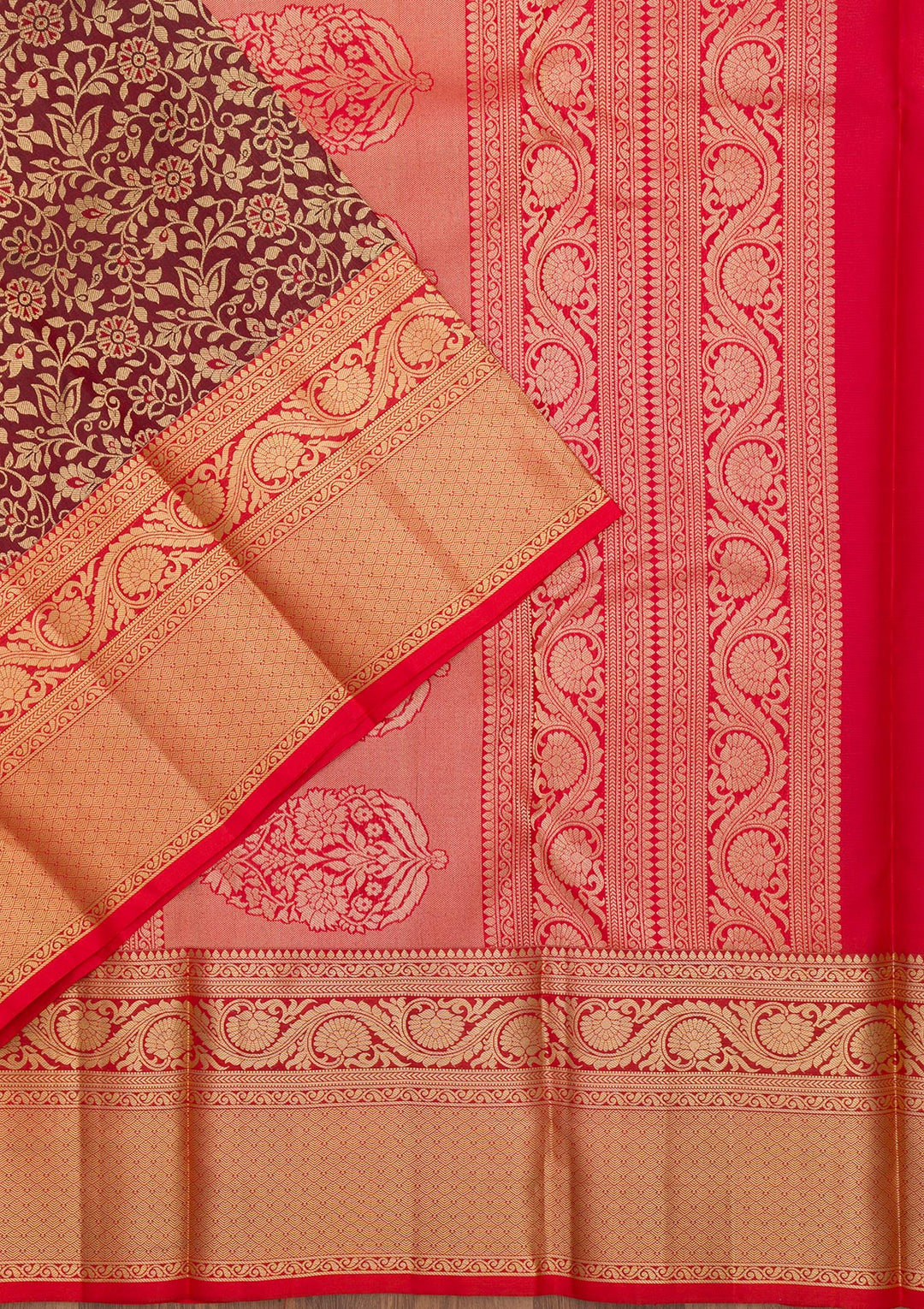 Maroon Zariwork Pure Silk Saree