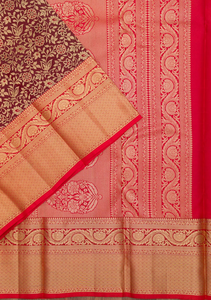 Maroon Zariwork Pure Silk Saree