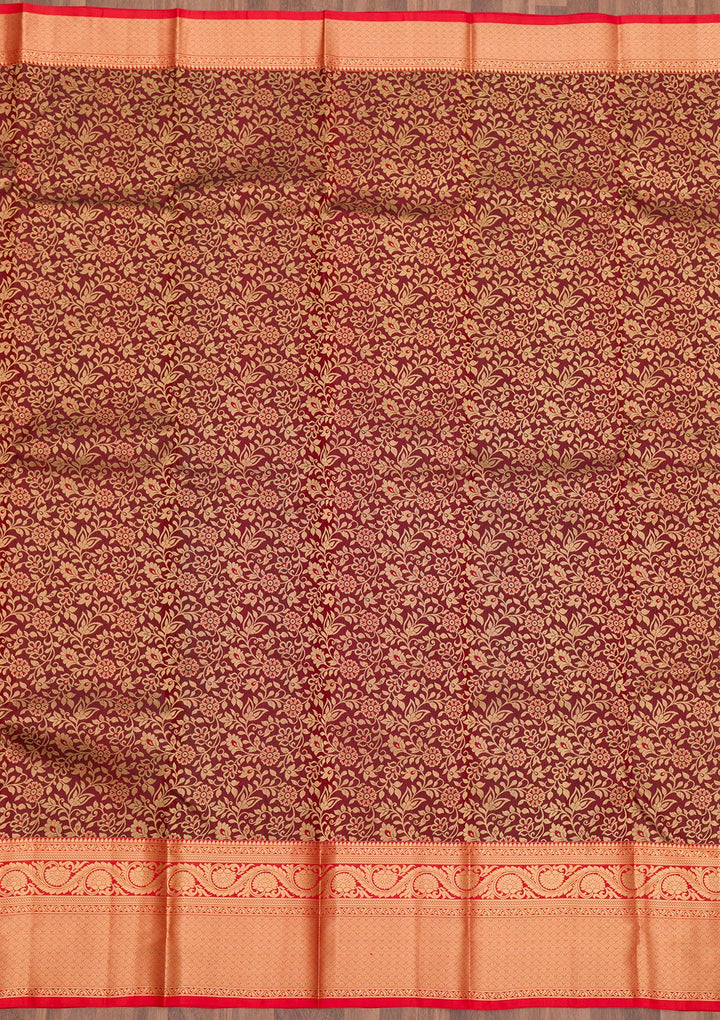 Maroon Zariwork Pure Silk Saree