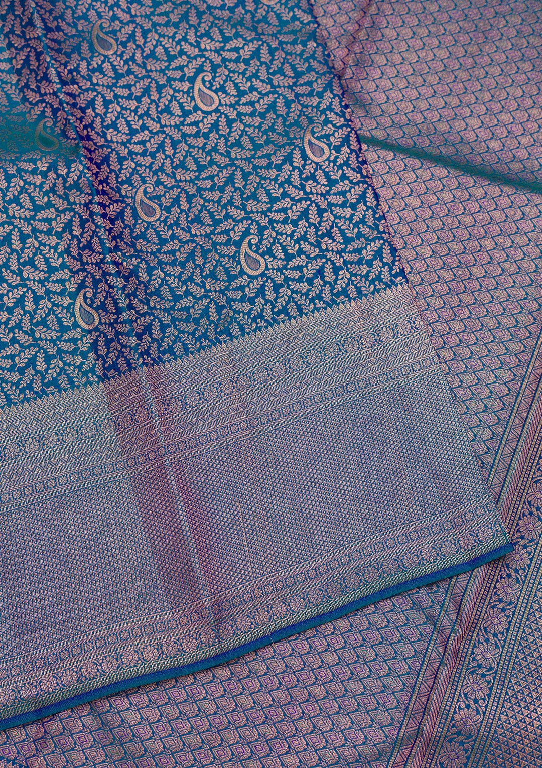 Peacock Blue Zariwork Pure Silk Saree