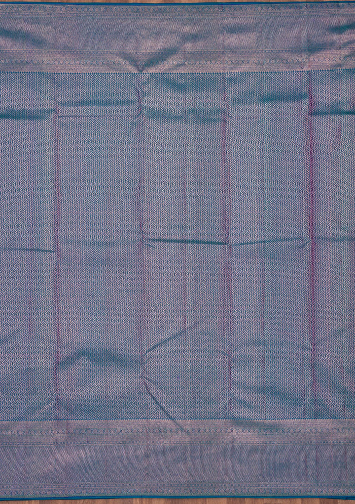 Peacock Blue Zariwork Pure Silk Saree