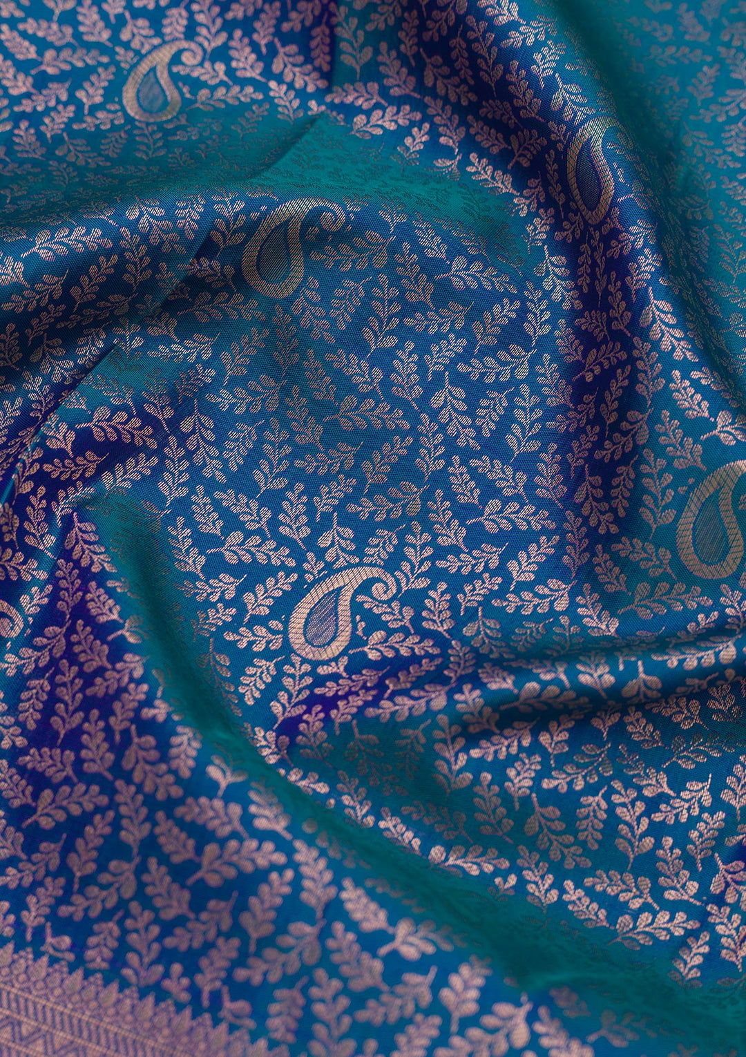 Peacock Blue Zariwork Pure Silk Saree