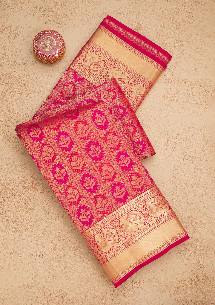 Maroon Zariwork Pure Silk Saree