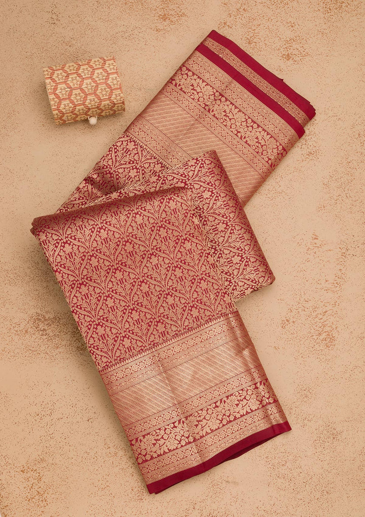 Maroon Zariwork Pure Silk Saree