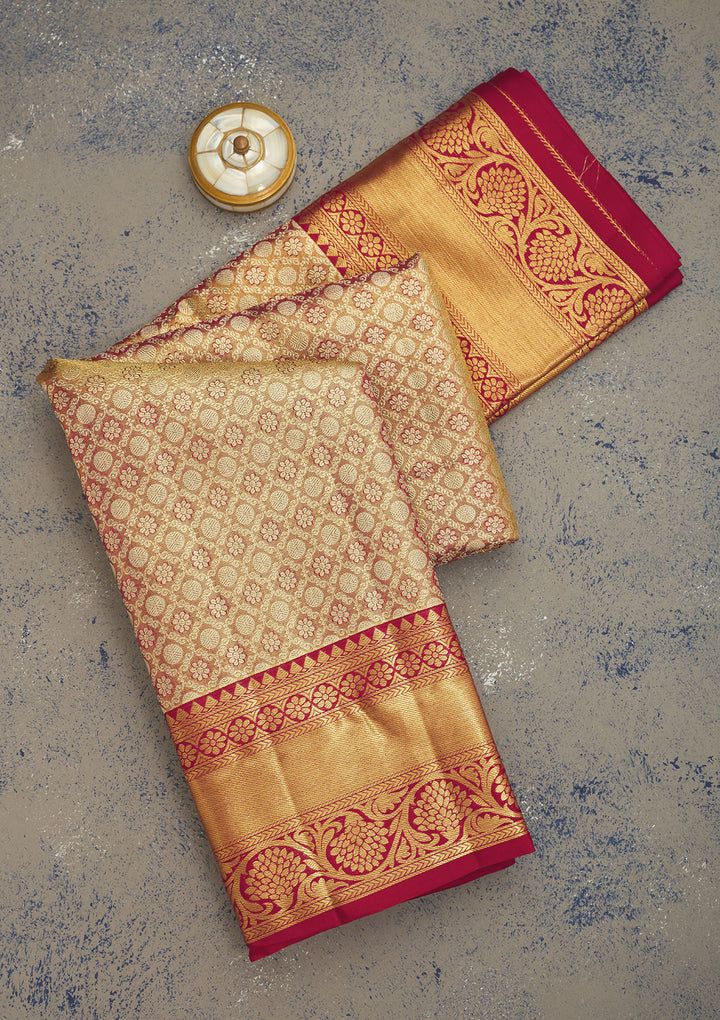 Maroon Zariwork Pure Silk Saree