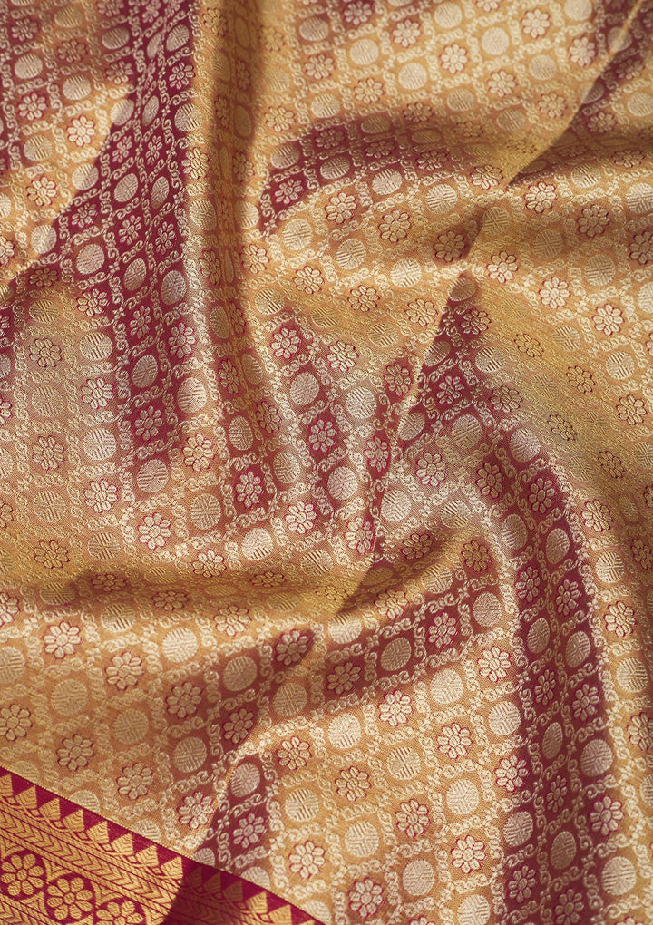 Maroon Zariwork Pure Silk Saree