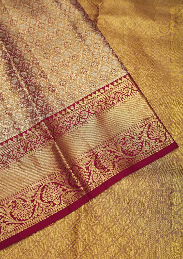 Maroon Zariwork Pure Silk Saree