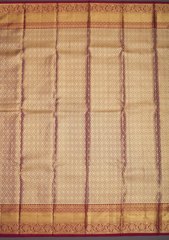 Maroon Zariwork Pure Silk Saree