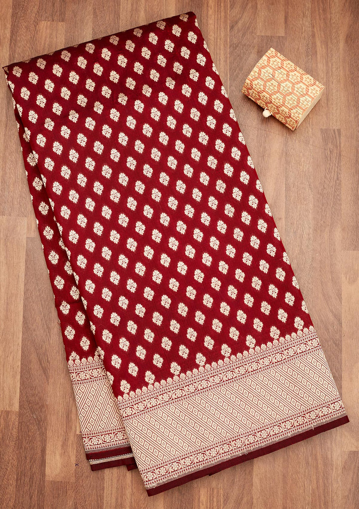Maroon Zariwork Pure Silk Saree