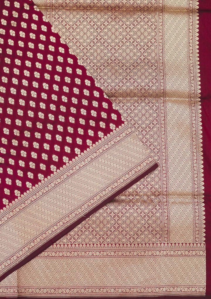 Maroon Zariwork Pure Silk Saree